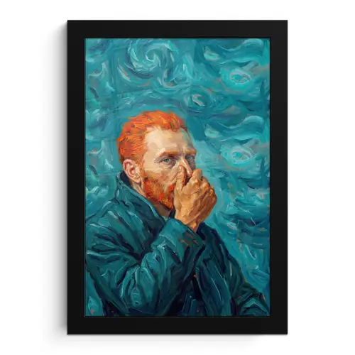 Portret - Klassiek - Blauw fotolijst zwart zonder passe partout klein -3d
