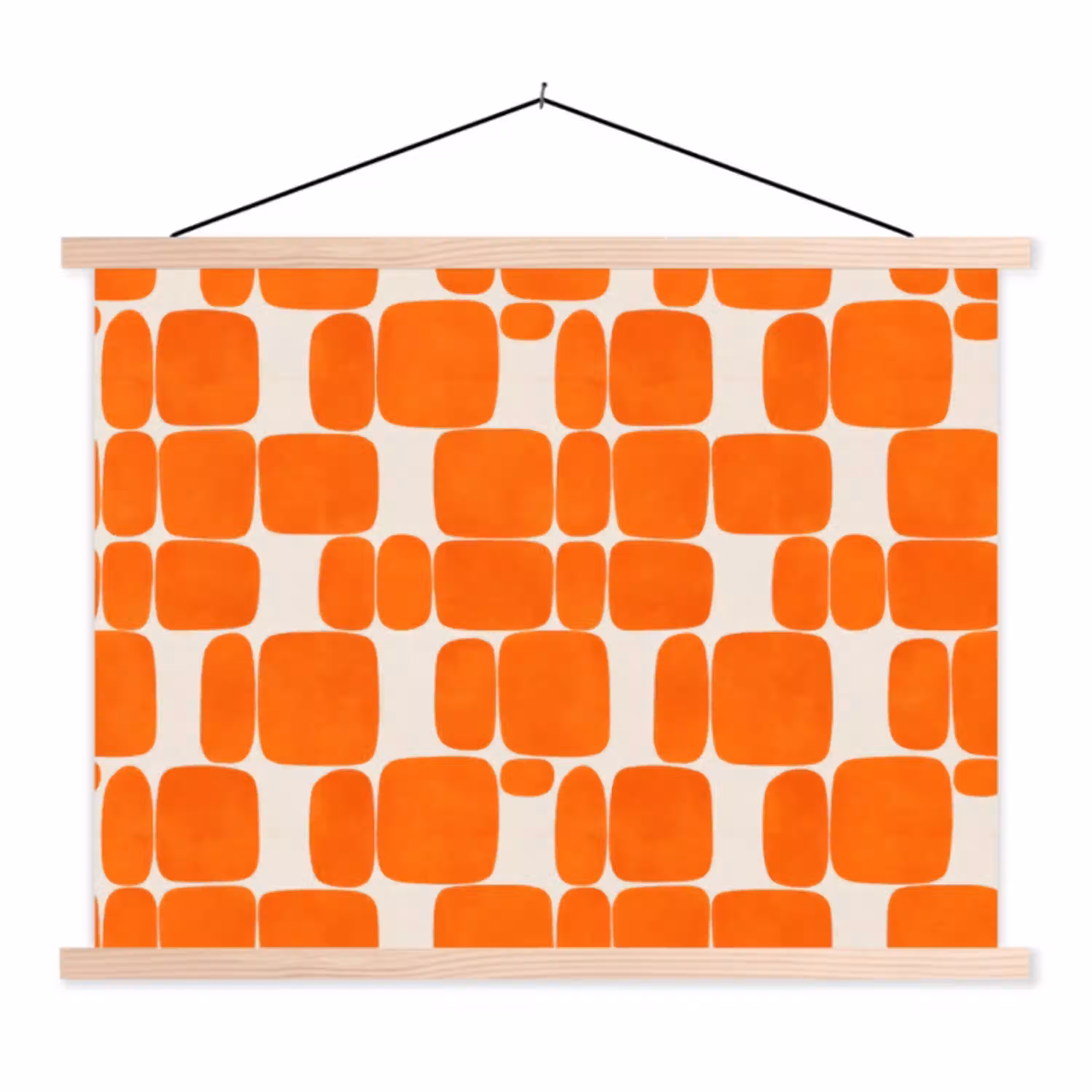 Patroon - Retro - Oranje textielposter latten blank klein 122 -3d