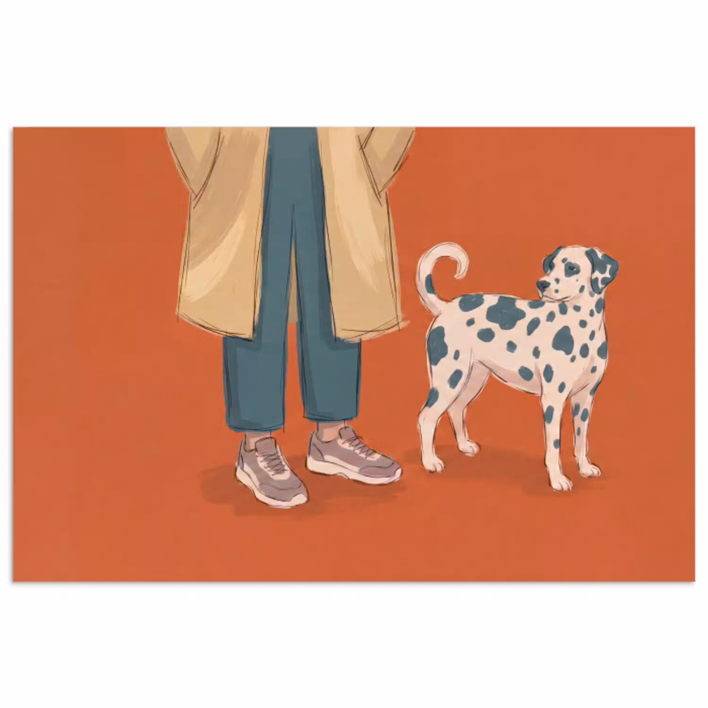 Persoon - Hond - Dieren - Illustratie - Modern poster papier klein -3d