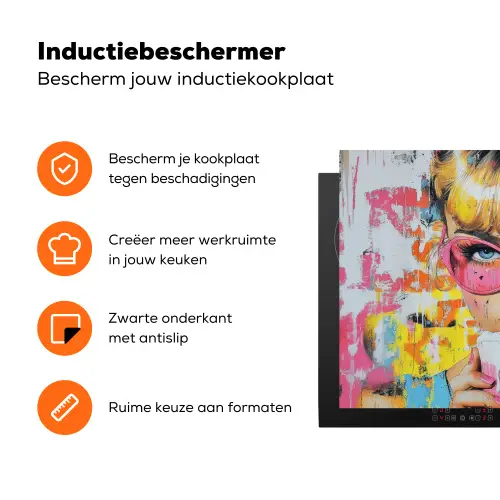Expressief - Milkshake - Vrouw - Felle kleuren Inductie beschermer vinyl 3mm klein -zzzzzzz-td-ups