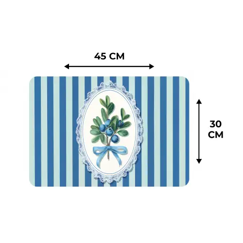 Illustratie - Bessen - Blauw - Strepen Placemat vinyl groot -specs