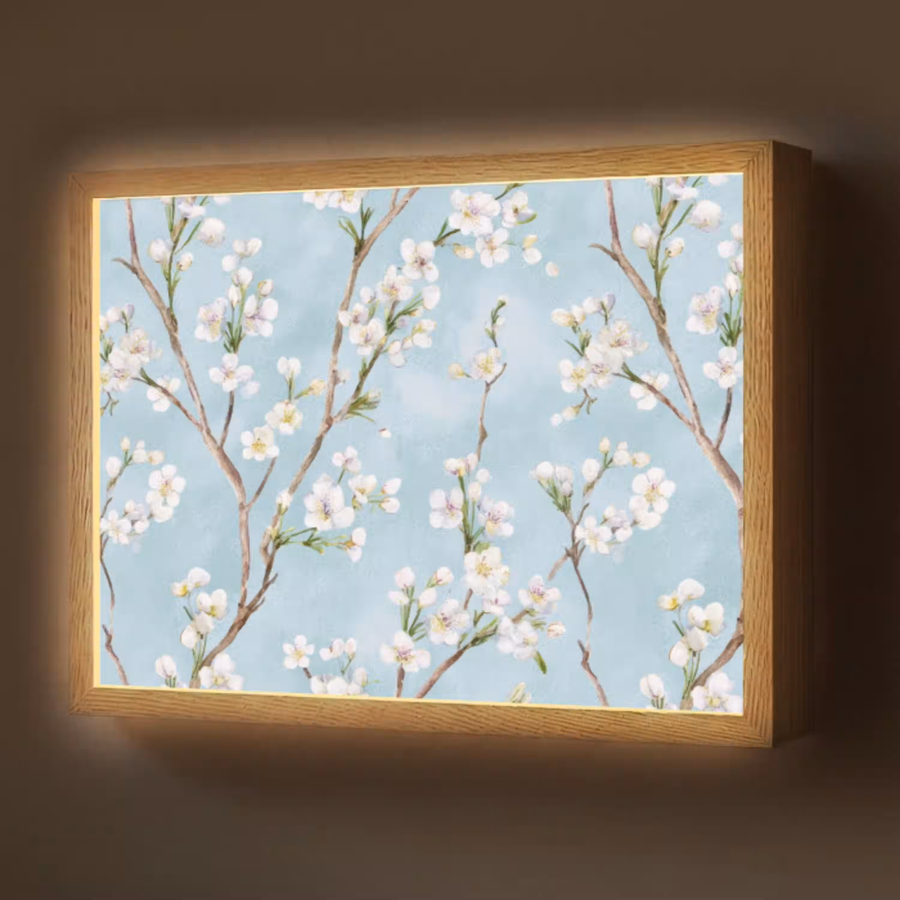 Kersenbloesem - Textuur - Blauw Light Box met batterij (Wandlamp) middel 907 -z3d_website