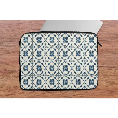 Grafisch - Tegel - Blauw laptophoes neopreen klein 279 -tafel