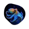 Octopus - Stippen - Blauw - Zee Wandcirkel Organisch Forex 3mm klein -3d