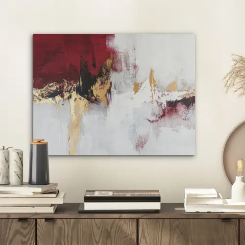 Rood - Marmer - Abstract - Goud - Modern PET vilt klein -sfeer1