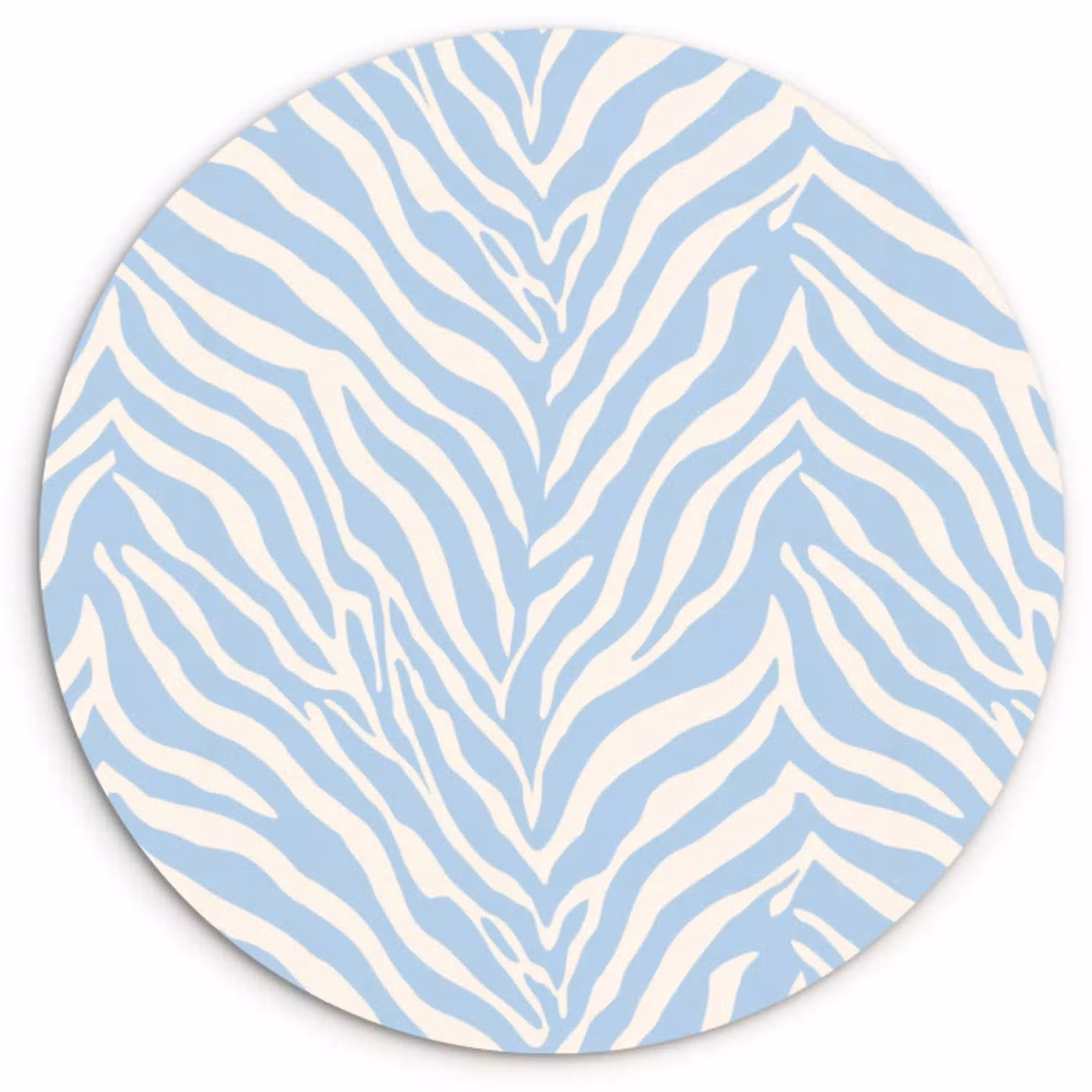 Zebra - Motief - Blauw - Wit Wandcirkel kunststof plaat 5mm dik klein 188 -3d