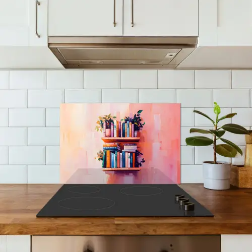 Planken - Boeken - Bladeren keuken achterwand spatscherm klein -sfeer2