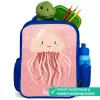 Roze kwal met gezicht Kinderrugzak - Blauw middel -inhoud_NL