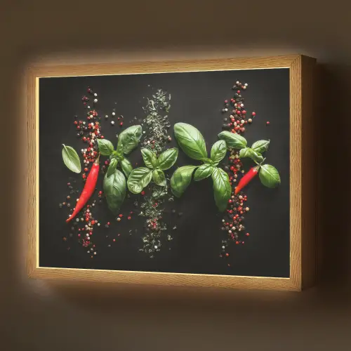 Chilipepers - Basilicum - Blaadjes - Rood Light Box met batterij (Wandlamp) middel -z3d_website