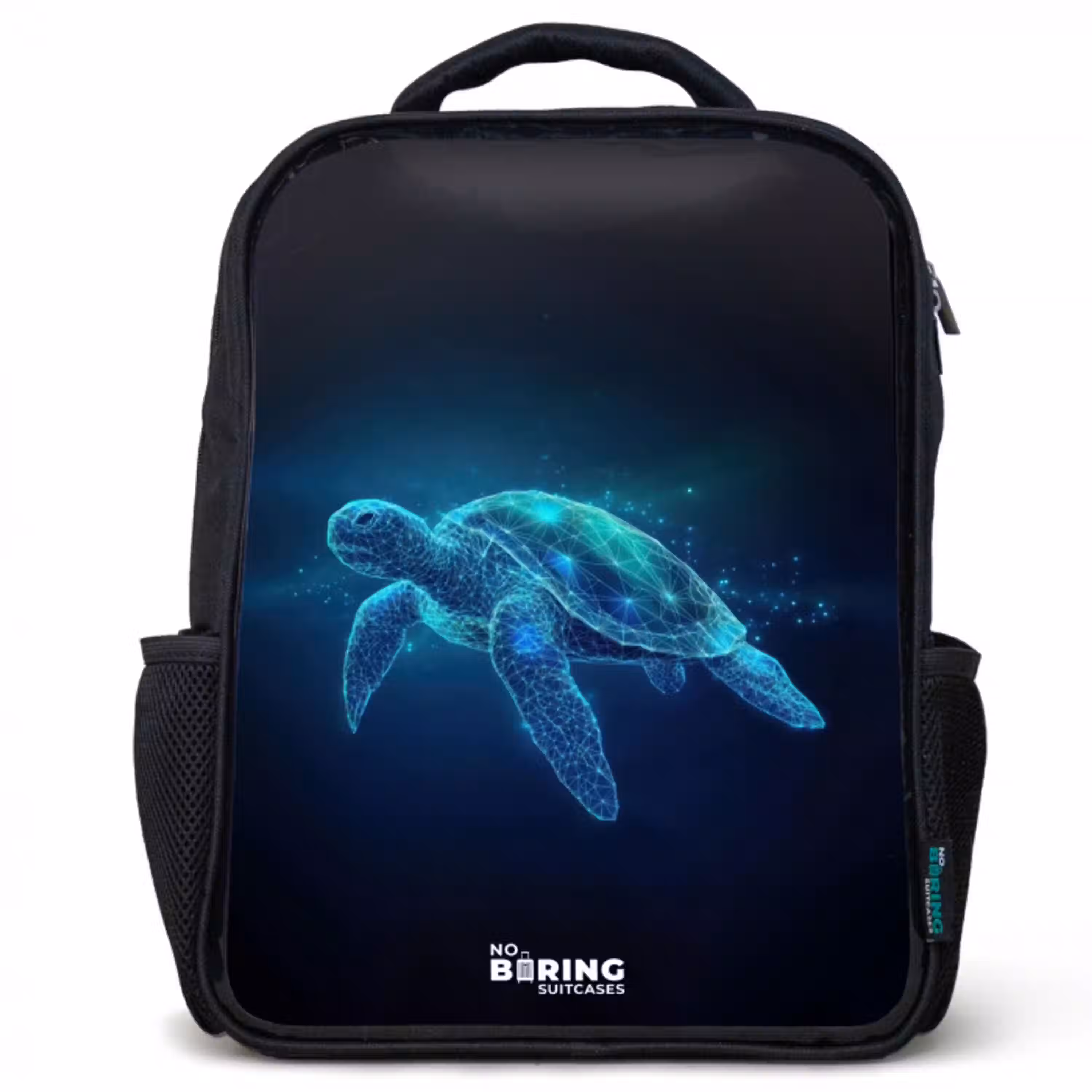 Lichtgevende schildpad in digitale oceaan Rugzak - Zwart middel -3d