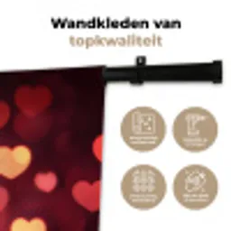 Rood - Wijn - Hartjes Wandkleed katoen middel -sfeer2