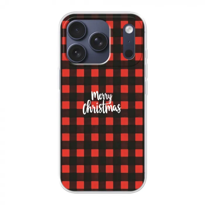 Geruit - Rood - Tekst - Christmas Telefoonhoesje iPhone 17 Pro klein -3d