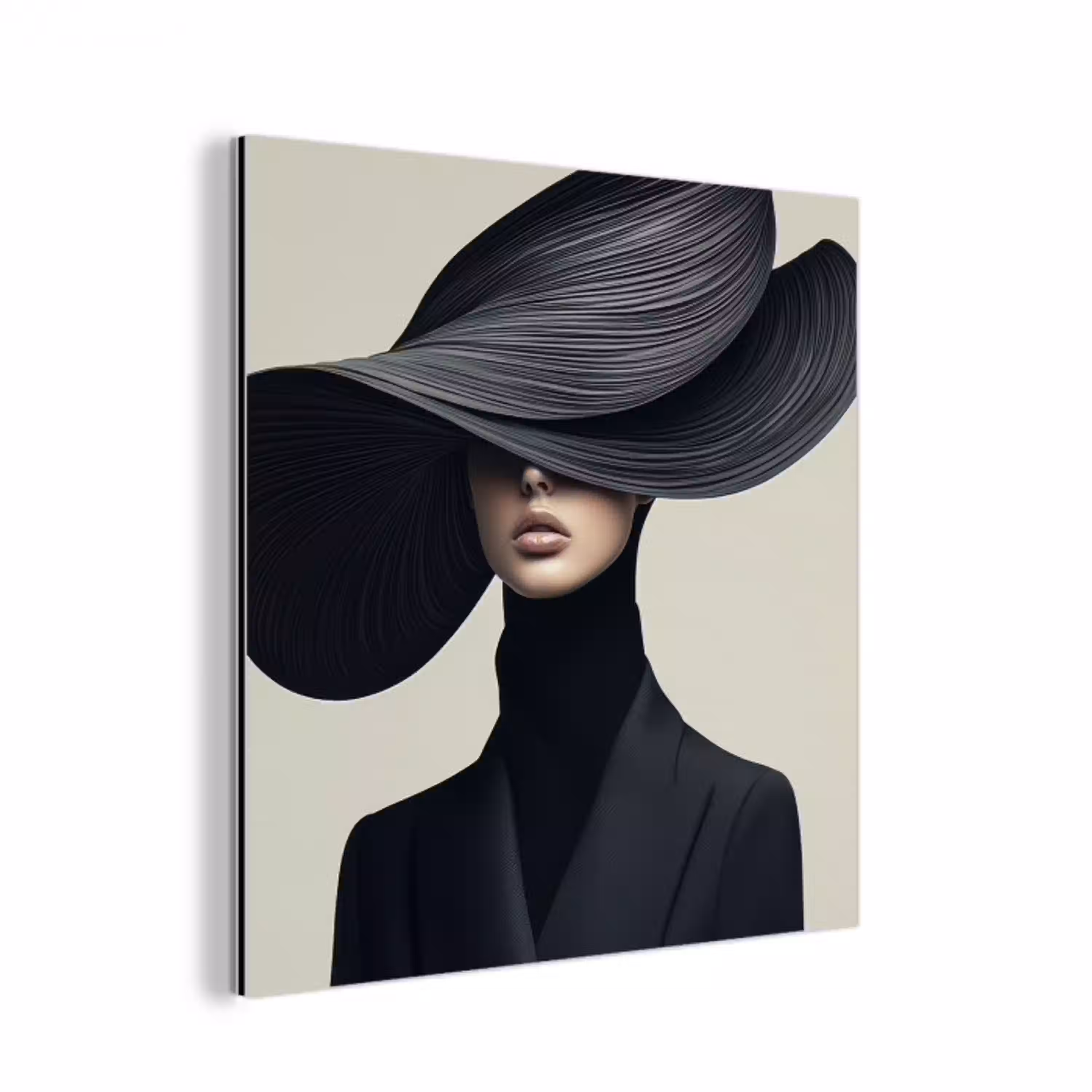 Zwart - Vrouw - Hoed aluminium wit klein -3d