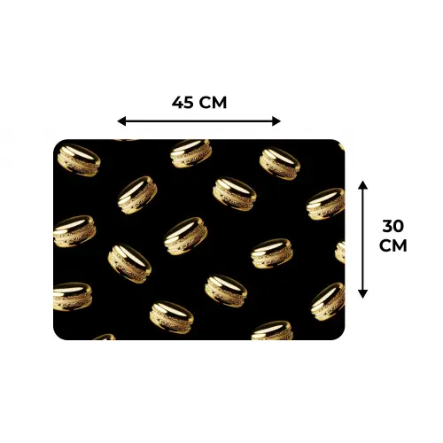 Macarons - Patroon - Goud - Zwart Placemat vinyl groot -specs