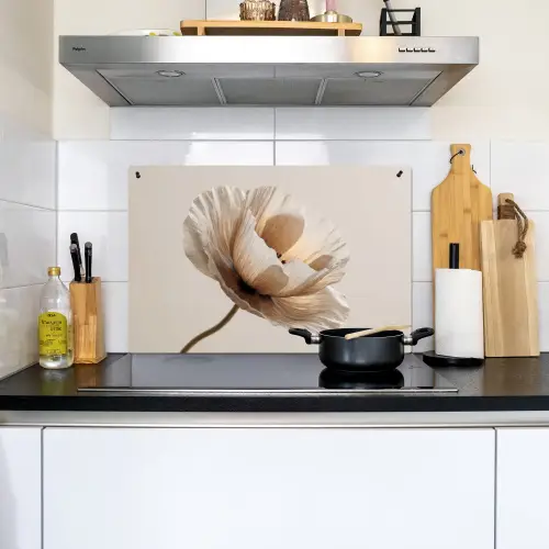Bloem - Beige - Crème Inductie beschemer met haakjes klein -sfeer2