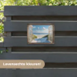 Doorkijk - Strand - Raam - Duinen - Zee tuinposter los doek klein -sfeer3