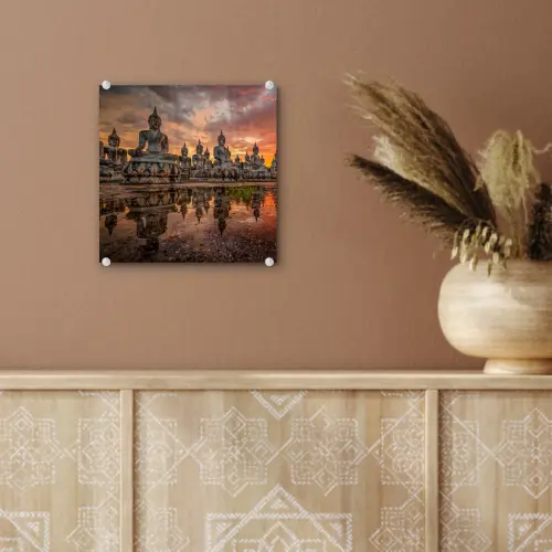 Boeddha beelden - Zonsondergang - Water - Boeddhisme plexiglas 5mm klein -sfeer5