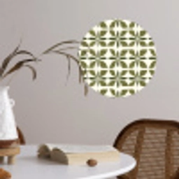 Botanisch - Retro - Groen Wandcirkel behangsticker klein 186 -sfeer3