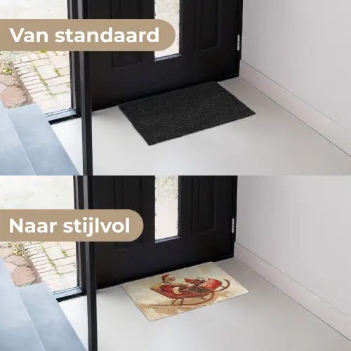 Kerst - Slee - Kerstman Deurmat klein -voor-na_NL