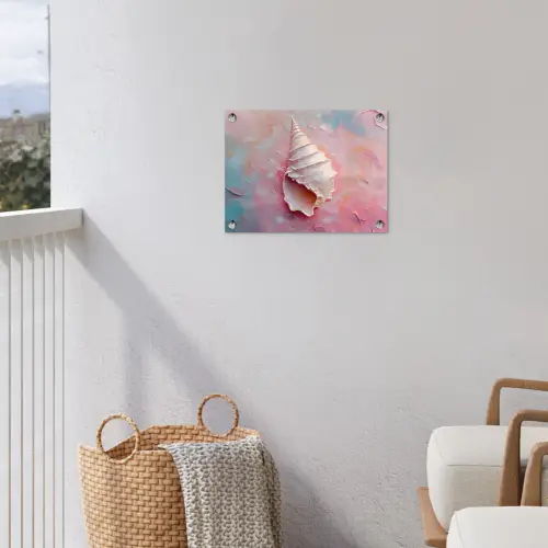 Schelp - Pastel - Pink tuinposter los doek klein -sfeer8