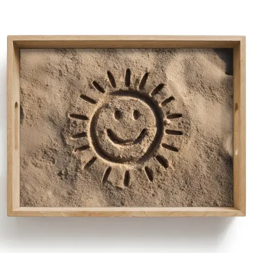 Gezichtje - Zon - Zand - Getekend Dienblad Rechthoek middel -z3d_shopping