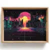 Stad - Gebouwen - Zon - Geel Dienblad Rechthoek middel -z3d_shopping