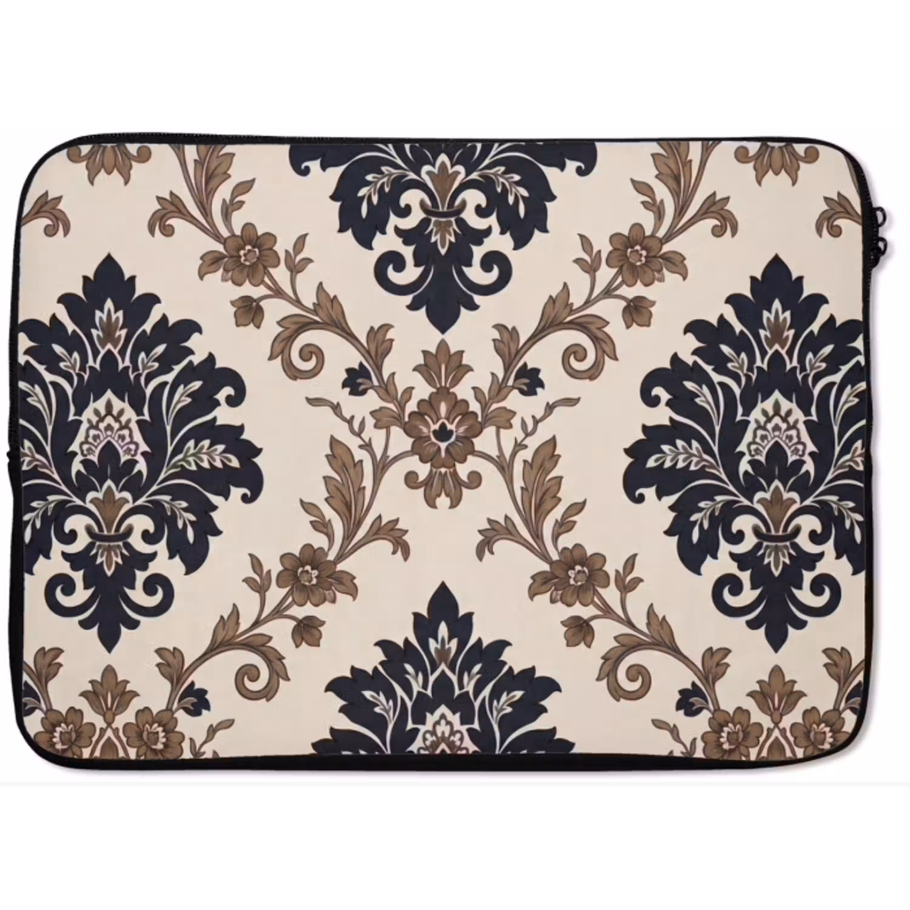 Patroon - Floraal - Klassiek - Beige-blauw laptophoes neopreen klein -zkaufland3dotto
