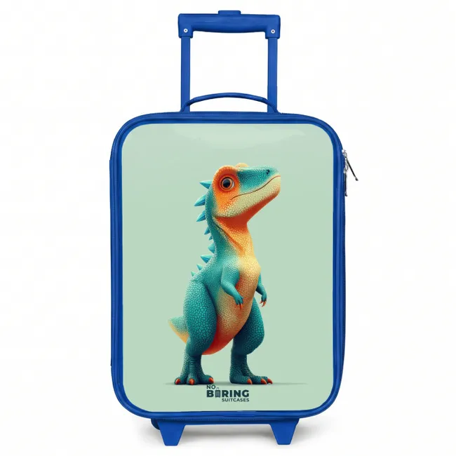 Kids’ Suitcase - Blue - Tough dino with big eyes