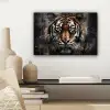 Tijger - Dieren - Portret - Luxe - Zwart canvas 2cm klein -sfeer6