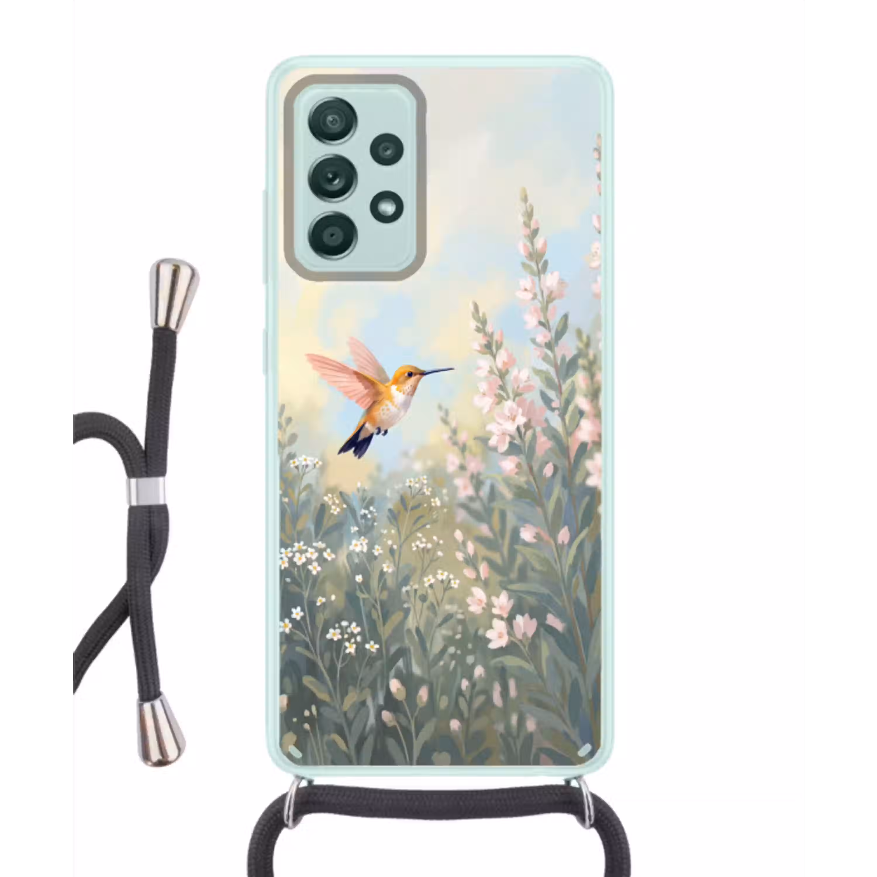 Kolibrie - Illustratie - Kleurrijk Hoesje Samsung Galaxy A52 met koord klein -3d