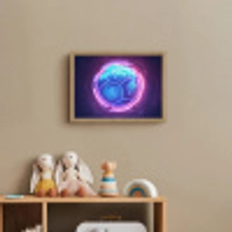 Voetbal - Sport - Blauw - Paars Light Box met batterij (Wandlamp kind) middel -sfeer2_kind