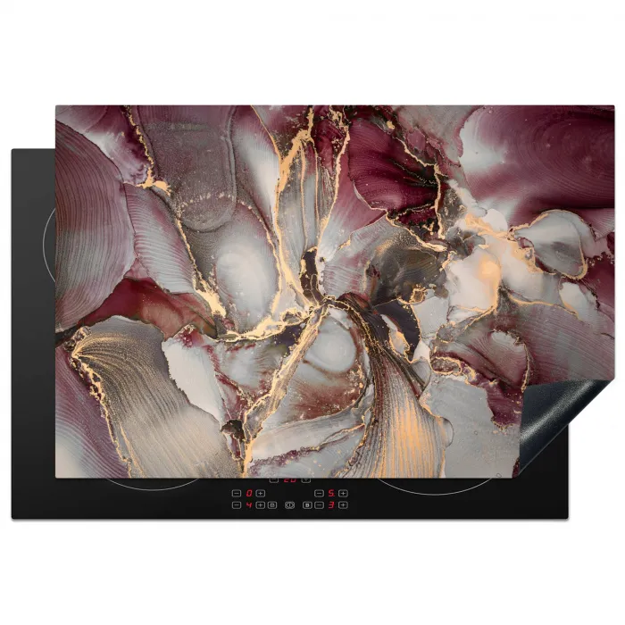 Goud - Marmer - Paars Inductie beschermer vinyl 3mm klein -3d