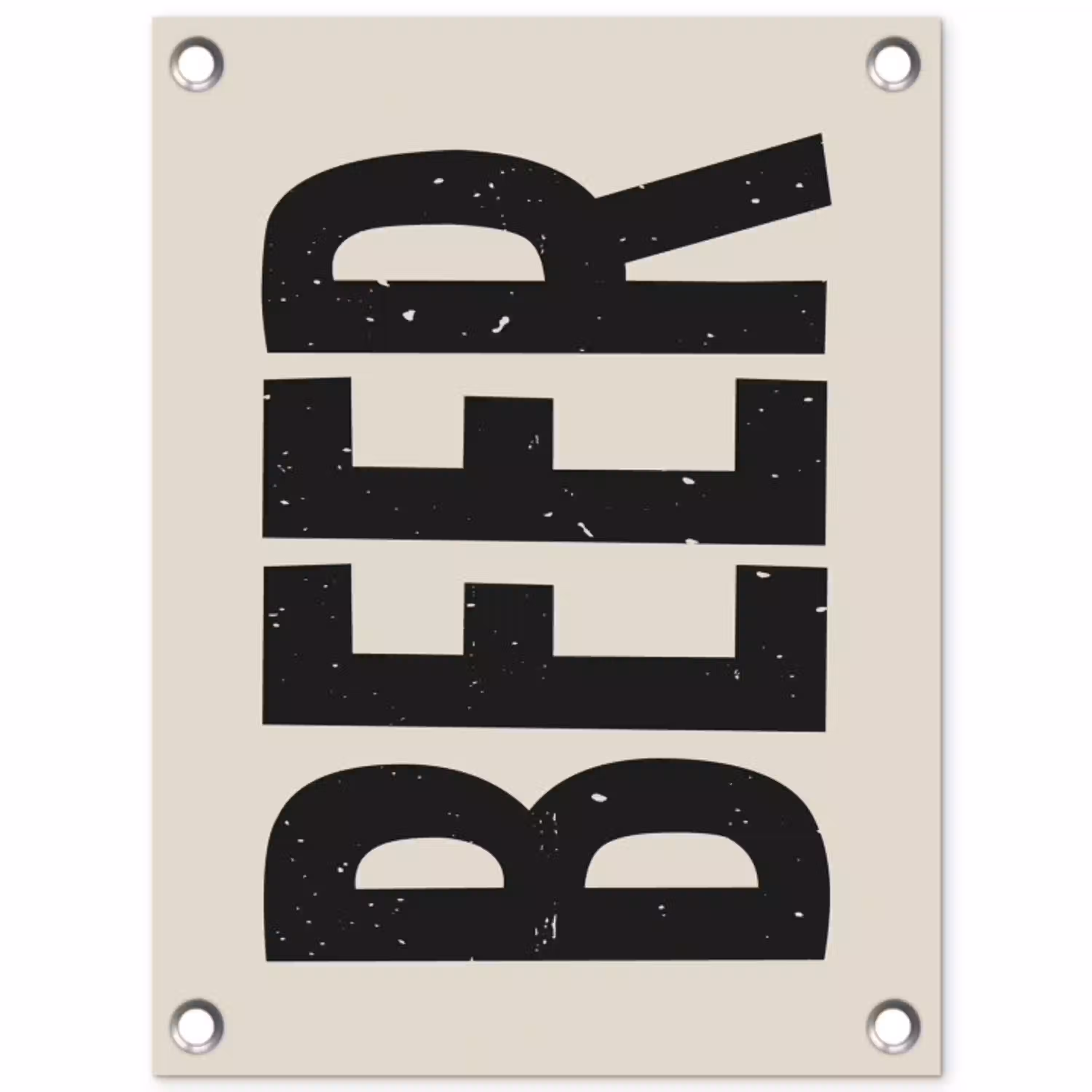 Beer - Vintage - Zwart - Beige tuinposter los doek klein -3d