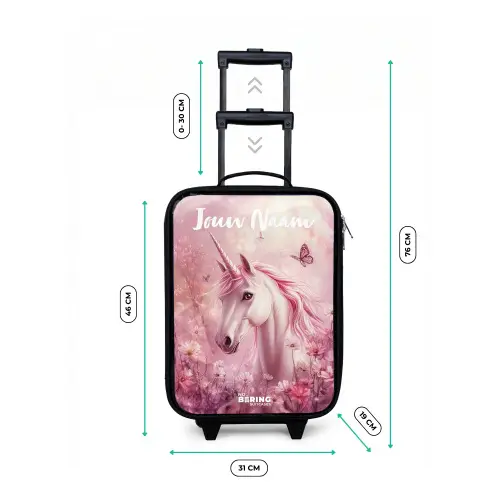 Eenhoorn - Roze - Vlinder - Bloemen Kinderkoffer - Zwart klein -productfoto_formaten