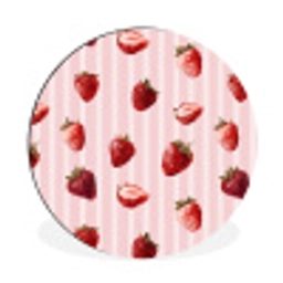 Strepen - Aardbei - Roze Wandcirkel aluminium klein 190 -3d