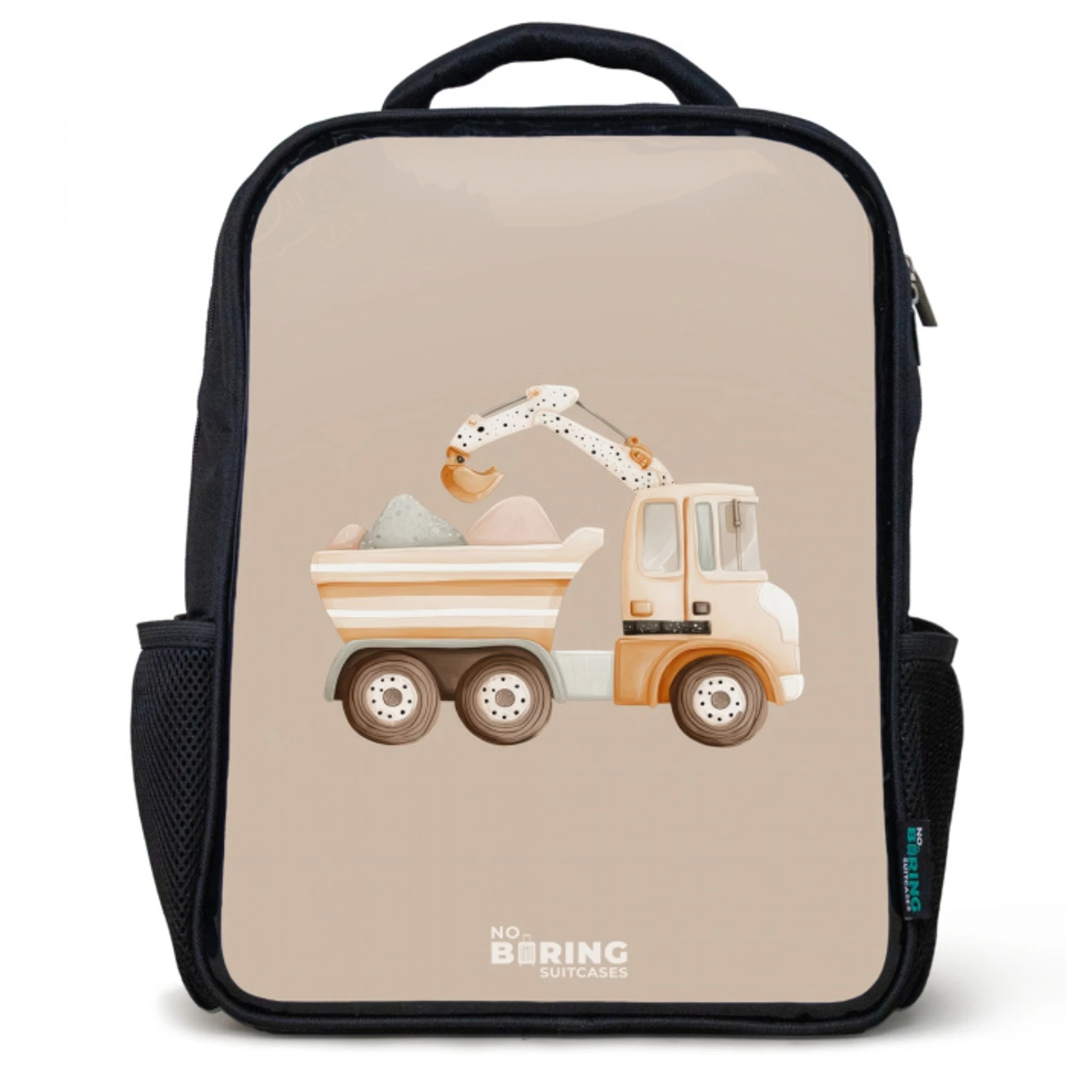 Gele kiepwagen in neutrale kleuren Rugzak - Zwart middel -3d