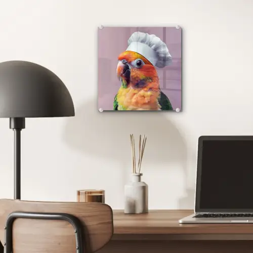 Papegaai - Koksmuts - Nieuwsgierig - Vogel plexiglas 5mm klein -sfeer6