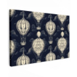 Luchtballonnen - Wolken - Patroon - Donkerblauw canvas 2cm klein 34 -z3d