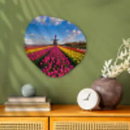 Tulpen - Holland - Molen - Kleurrijk Wandcirkel Organisch Forex 3mm klein -sfeer2