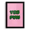 Yes fun - Groen - Roze fotolijst zwart zonder passe partout klein -3d