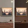 Beren - Bomen - Landschap - Zonsondergang Light Box met batterij (Wandlamp) middel -sfeer3