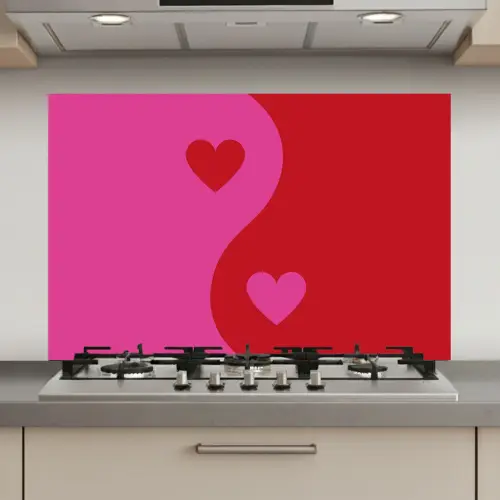 Minimalistisch - Rood - Roze - Hartjes keuken achterwand spatscherm klein -3d_website
