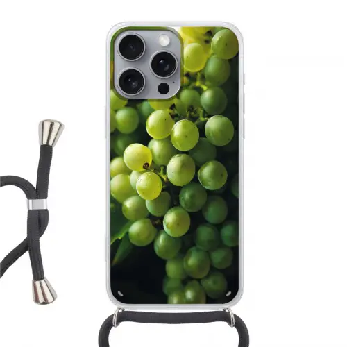 Druiven - Tros - Groen Hoesje iPhone 16 Pro Max met koord klein -3d
