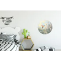 Kolibrie - Illustratie - Kleurrijk Wandcirkel aluminium klein -kinderkamer