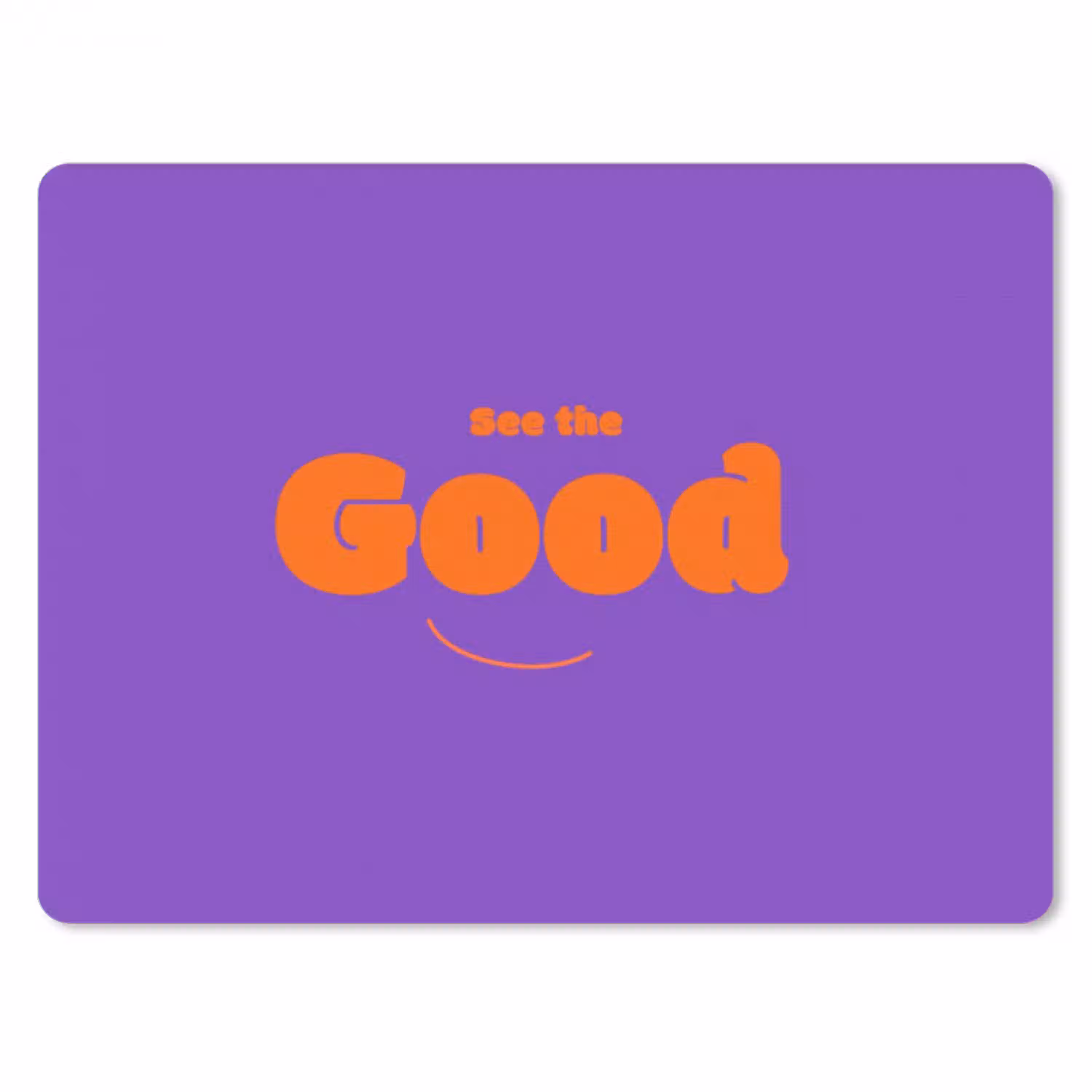 See the good - Oranje - Paars - Smiley muismat rubber klein -3d