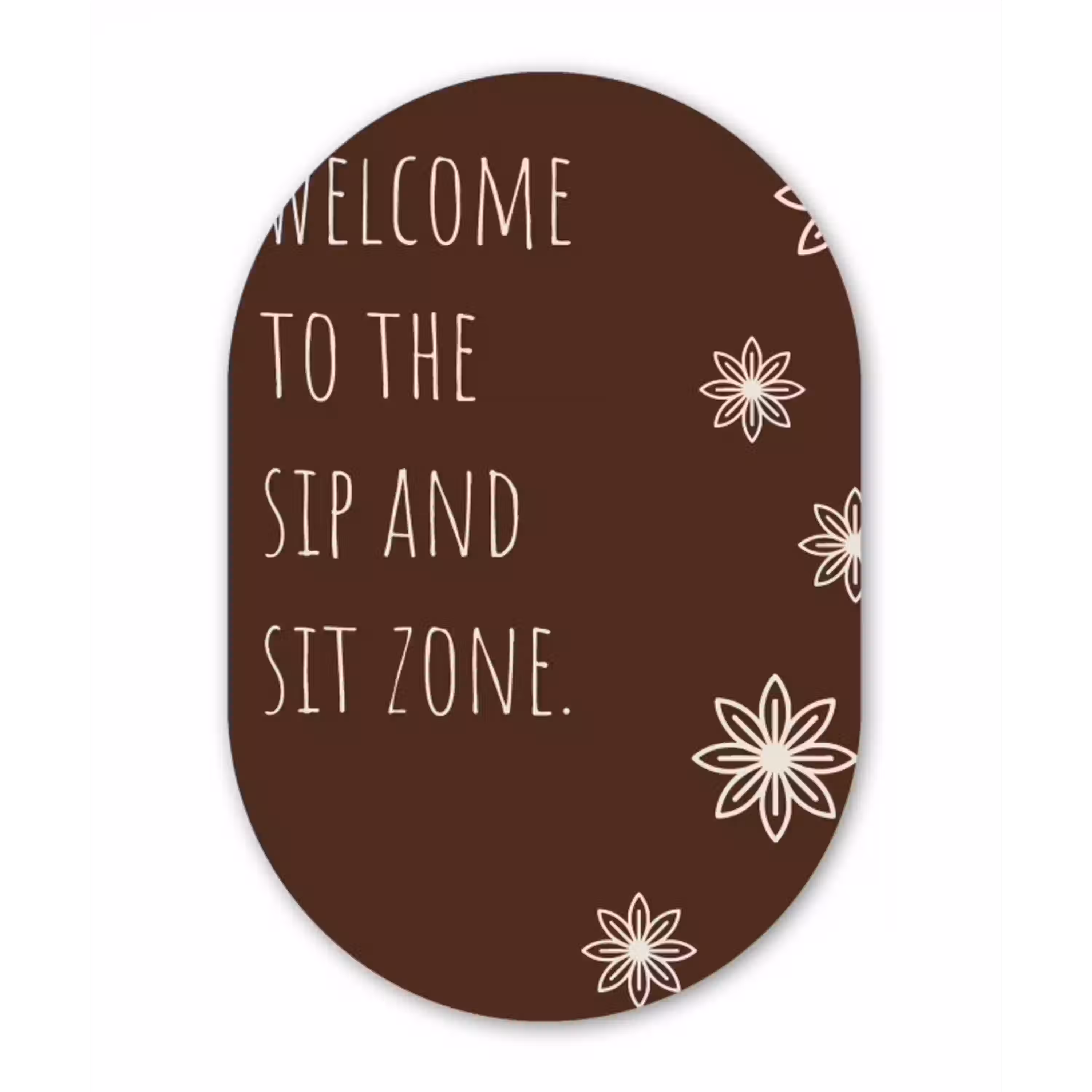 Bruin - Quote - Bloemen - Zomer Wandcirkel Ovaal Glas middel -3d