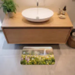 Vlinders - Waterval - Bloemenveld Badmat klein -sfeer1