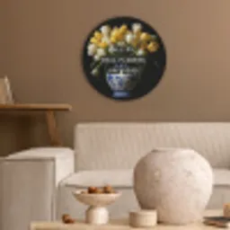 Quotes - Bloem - Tulp - Geel Akoestische PET Vilt - Rond klein -sfeer1