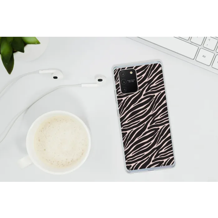 Zebra - Zwart - Roze Telefoonhoesje Samsung Galaxy S10 Lite klein 364 -oordopS10Lite
