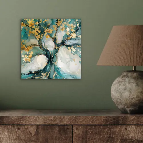Boom - Modern - Verflook - Turquoise - Goud aluminium wit klein -sfeer2